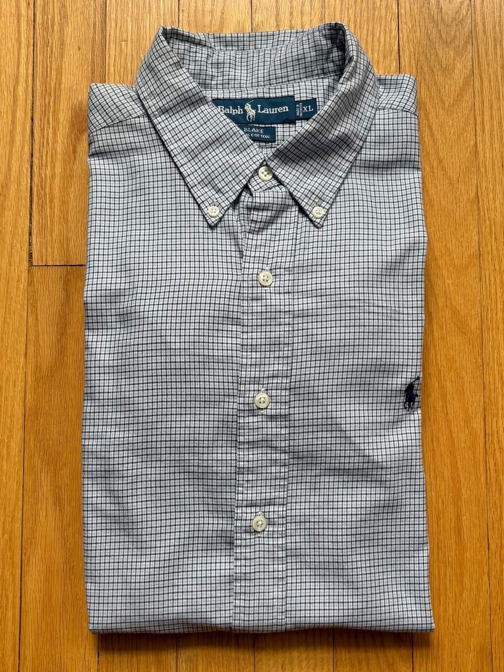 Polo Ralph Lauren Mens Long Sleeve Dress Shirt Blake Fit XL Blue White Checks